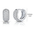 Dome CZ Mini Huggie Earrings in Sterling Silver 0.5 inch, Rhodium Plated