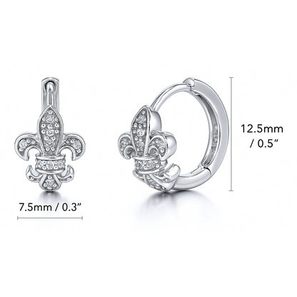 Fleur De Lis CZ Necklace and Earrings in Sterling Silver
