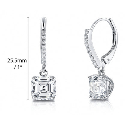 CZ Leverback Earrings in Sterling Silver