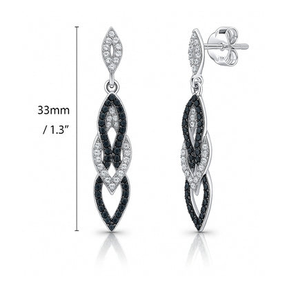 Black and White CZ Earrings in Sterling Silver