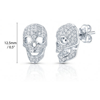 Skull Bones CZ Stud Earrings in Sterling Silver