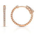 CZ Small Inside-Out Hoop Earrings in Sterling Silver 0.8 inch, Rose Gold Flashed