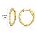 CZ Small Inside-Out Hoop Earrings in Sterling Silver 0.8 inch, Yellow Gold Flashed