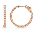 CZ Small Inside-Out Hoop Earrings in Sterling Silver 1 inch, Rose Gold Flashed