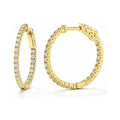 CZ Small Inside-Out Hoop Earrings in Sterling Silver 1 inch, Yellow Gold Flashed