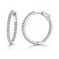 CZ Small Inside-Out Hoop Earrings in Sterling Silver 1 inch, Rhodium Plated