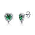 Halo Heart Heart CZ Stud Earrings in Sterling Silver