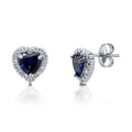 Halo Heart Heart CZ Stud Earrings in Sterling Silver