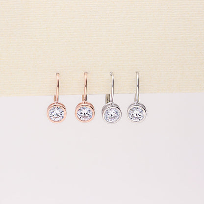 Solitaire CZ Earrings in Gold Flashed Sterling Silver, 2 Pairs