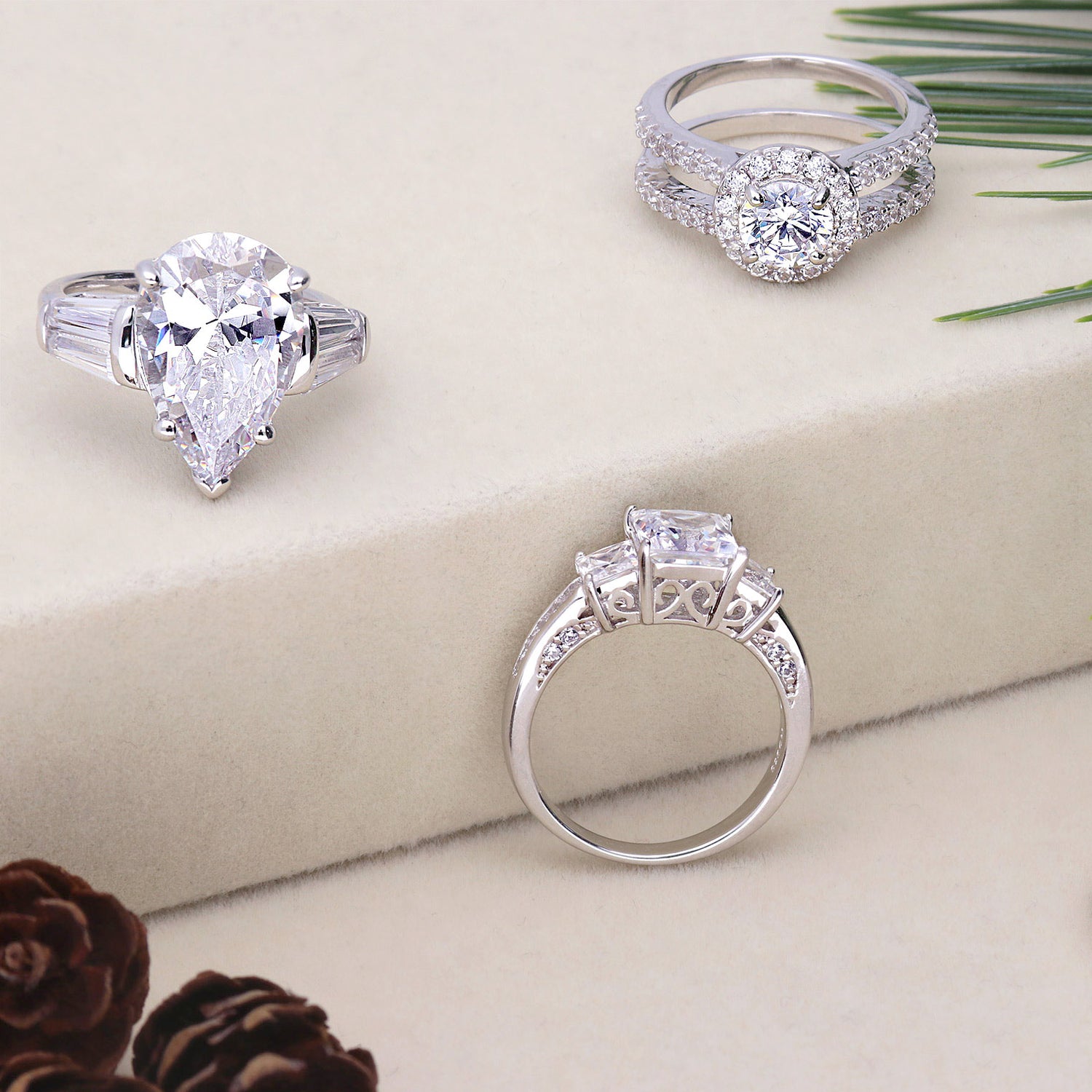 Flatlay view of Graduated CZ Earrings in Sterling Silver, 5 of 8