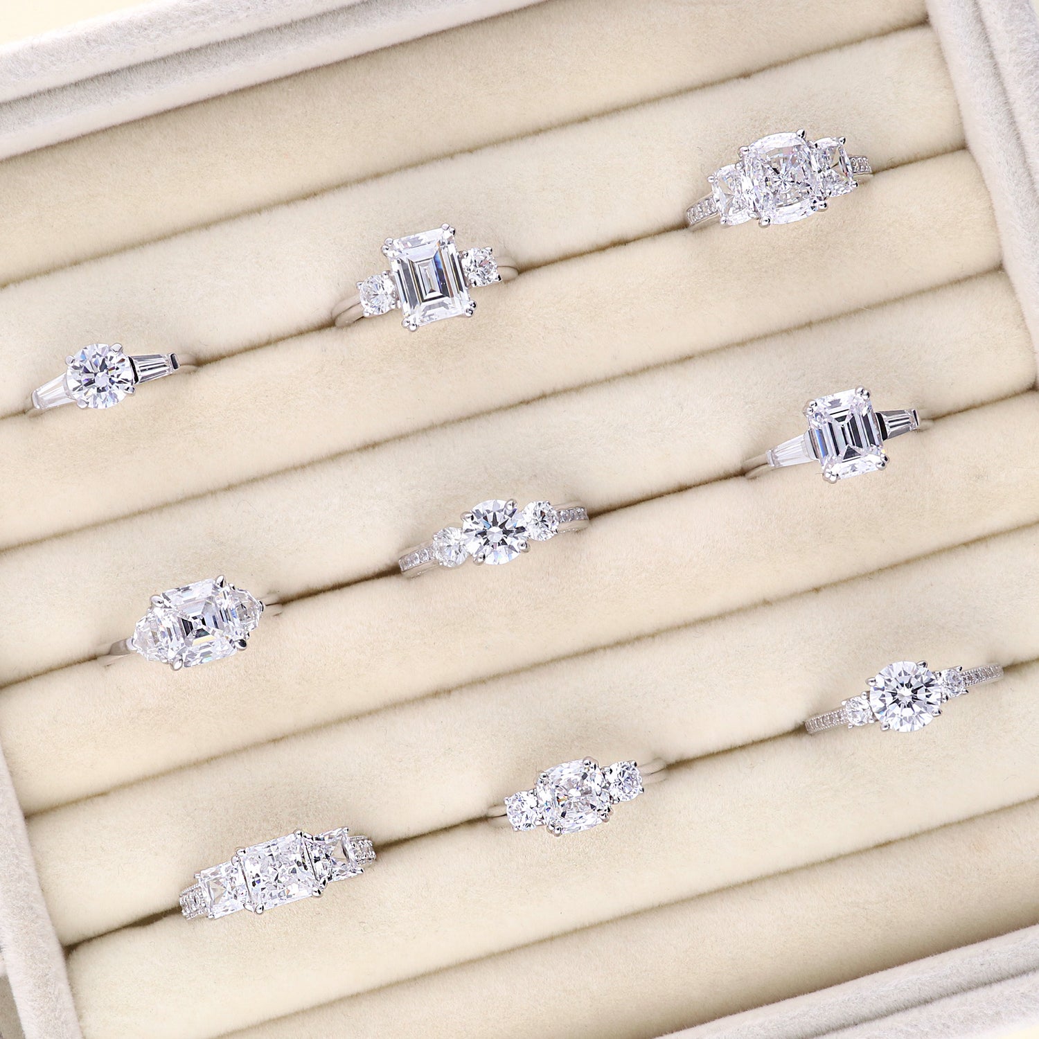 Flatlay view of Solitaire 1ct CZ Ring in Sterling Silver, 7 of 8