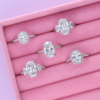3-Stone 5.5ct Oval CZ Ring in Sterling Silver