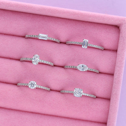 Solitaire 0.6ct Cushion CZ Ring in Sterling Silver