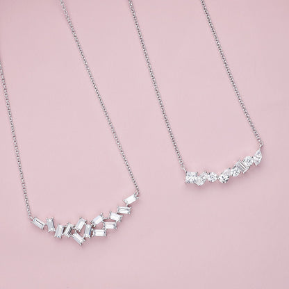 Cluster Bar CZ Necklace in Sterling Silver