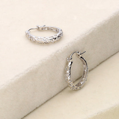 Filigree Hoop Earrings in Gold Flashed Sterling Silver, 2 Pairs