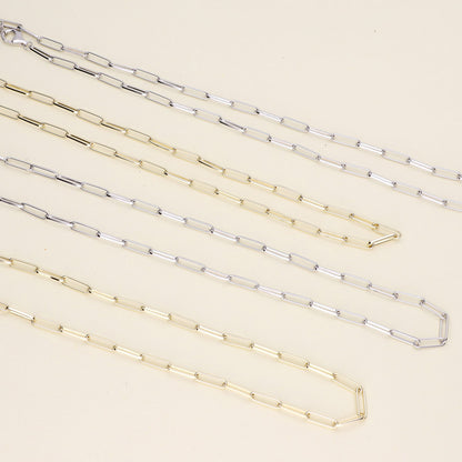 Paperclip CZ Layered Chain Necklace Set in Sterling Silver