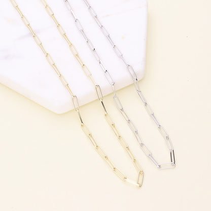 Paperclip CZ Layered Chain Necklace Set in Sterling Silver