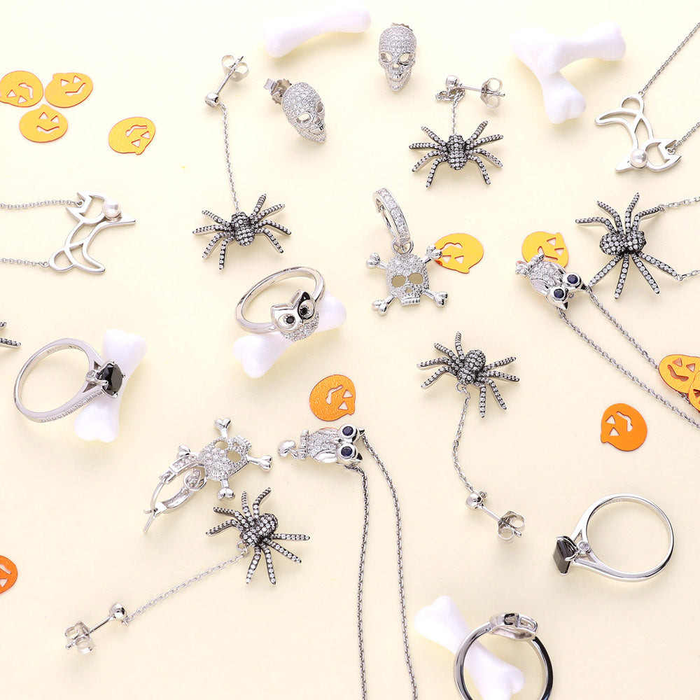 Skull Bones CZ Earrings in Sterling Silver