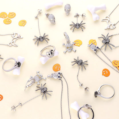 Skull Bones CZ Earrings in Sterling Silver