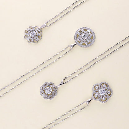 Flower Medallion Filigree CZ Necklace in Sterling Silver