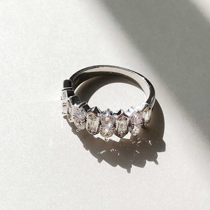 Cluster Art Deco CZ Band in Sterling Silver