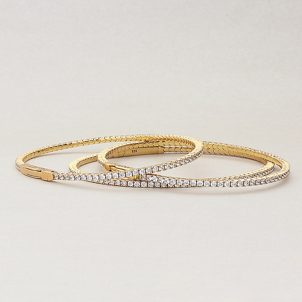 Flatlay view of Flexible CZ Bangle in Gold Flashed Sterling Silver, 7 of 11