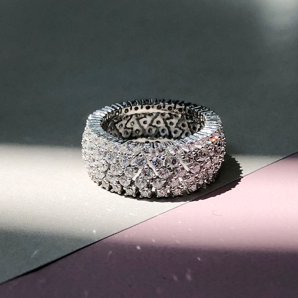 Flatlay view of CZ Eternity Ring in Sterling Silver, 8 of 10