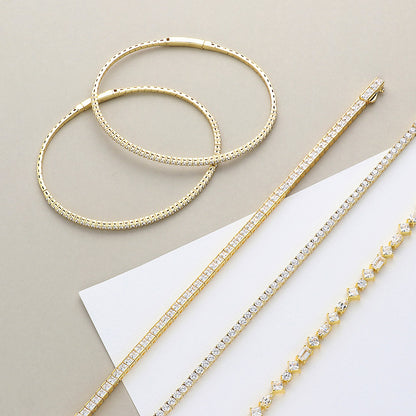 CZ Tennis Bracelet in Gold Flashed Sterling Silver