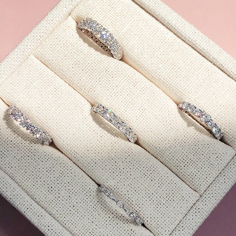 Art Deco Half Eternity Ring, Eternity Ring, Solitaire with Side Stones Ring