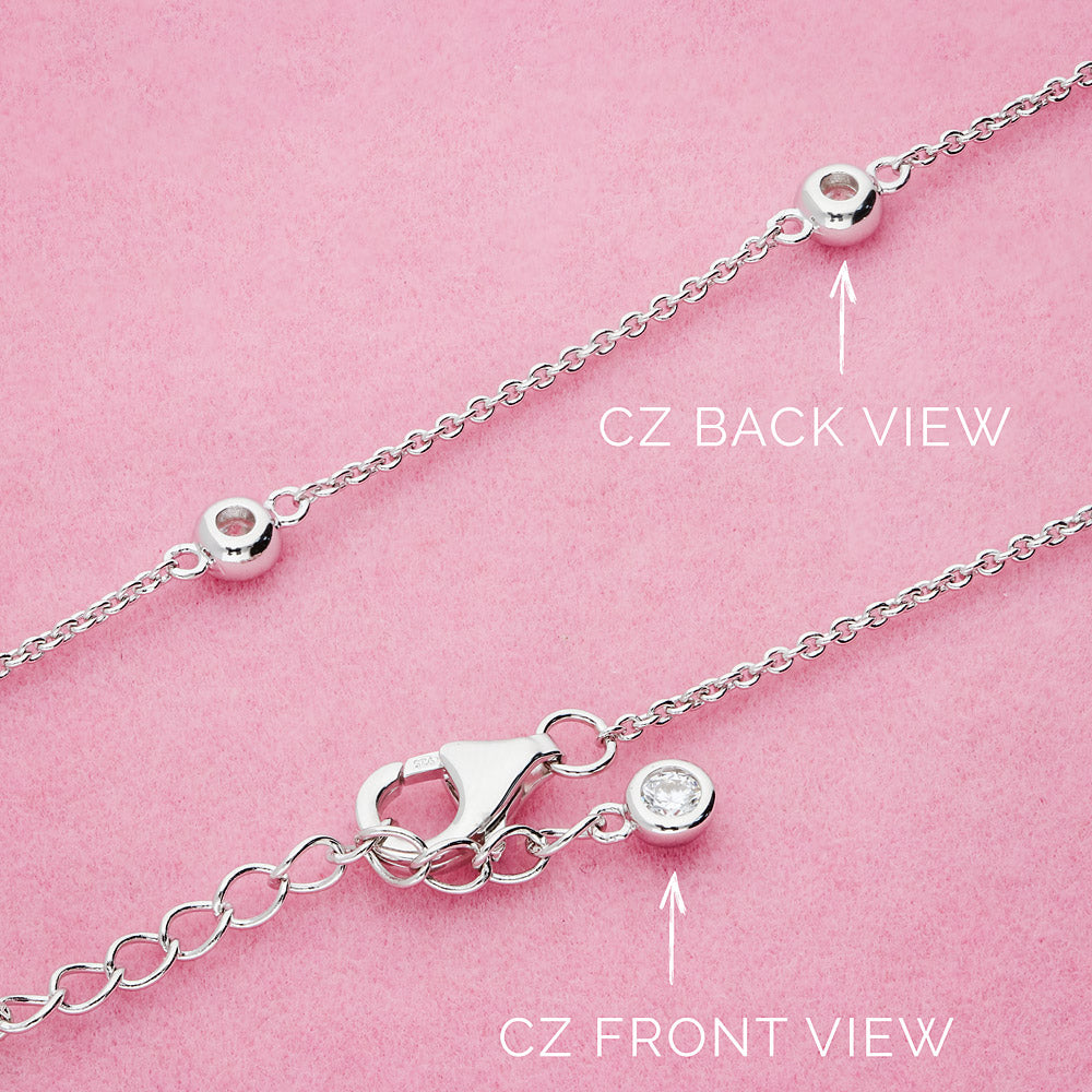 Paperclip CZ Layered Chain Necklace Set in Sterling Silver