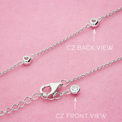 Paperclip CZ Layered Chain Necklace Set in Sterling Silver