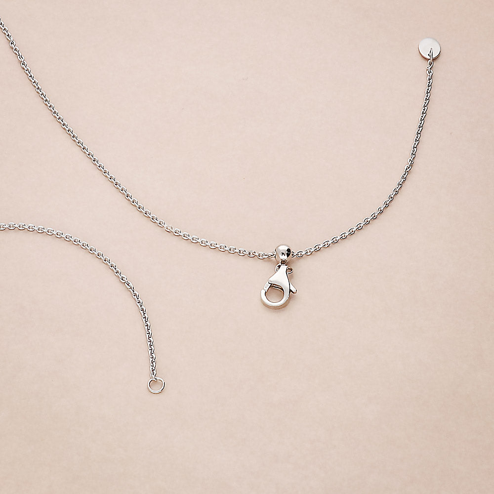 Flatlay view of Adjustable Slider Rolo Chain Necklace in Sterling Silver, Yellow Gold Flashed