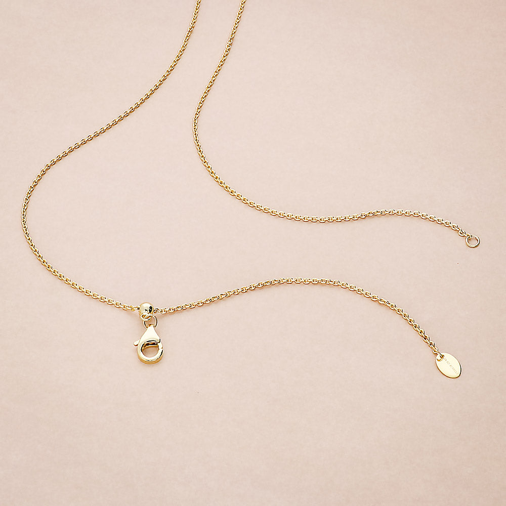 Flatlay view of Adjustable Slider Rolo Chain Necklace in Sterling Silver, Yellow Gold Flashed