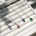 Flatlay view of Solitaire 2-Stone 1ct Pear CZ Set in Sterling Silver