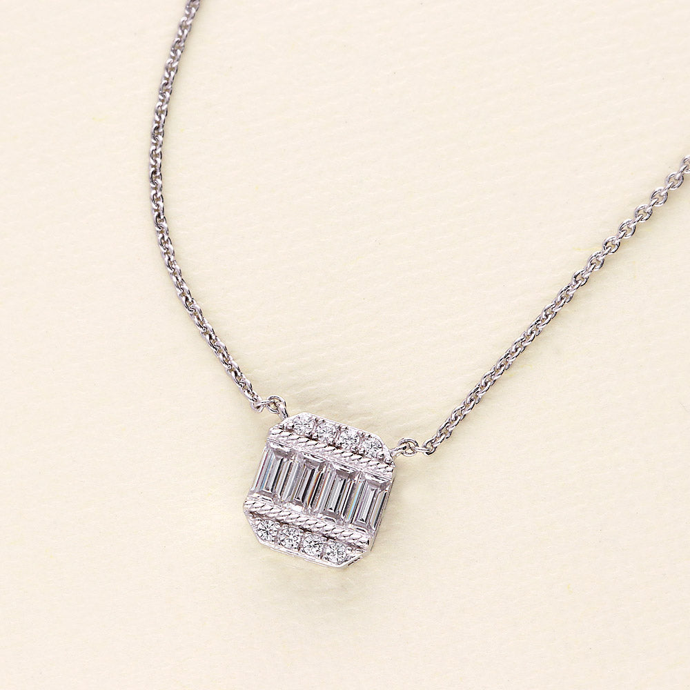 Flatlay view of Art Deco CZ Necklace and Earrings in Sterling Silver, 3 of 8