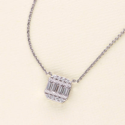 Art Deco CZ Necklace and Earrings in Sterling Silver