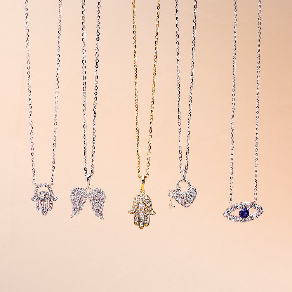 Evil Eye CZ Pendant Necklace in Sterling Silver