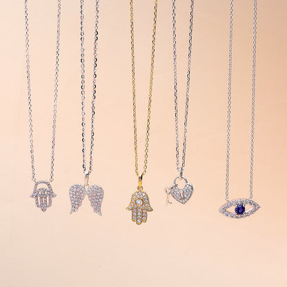 Evil Eye CZ Pendant Necklace in Sterling Silver