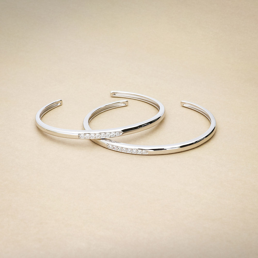 Flatlay view of CZ Cuff in Sterling Silver, Yellow Gold Flashed