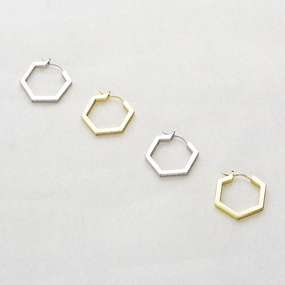 Hexagon Inside-Out Hoop Earrings