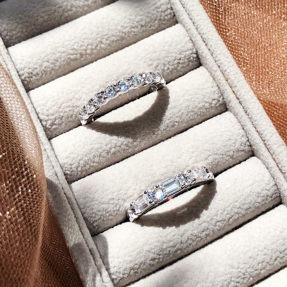 Art Deco Pave CZ Eternity Ring in Sterling Silver