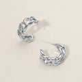 Flatlay view of Cable Rope Small Half Hoop Earrings 0.8 inch, Gold-tone