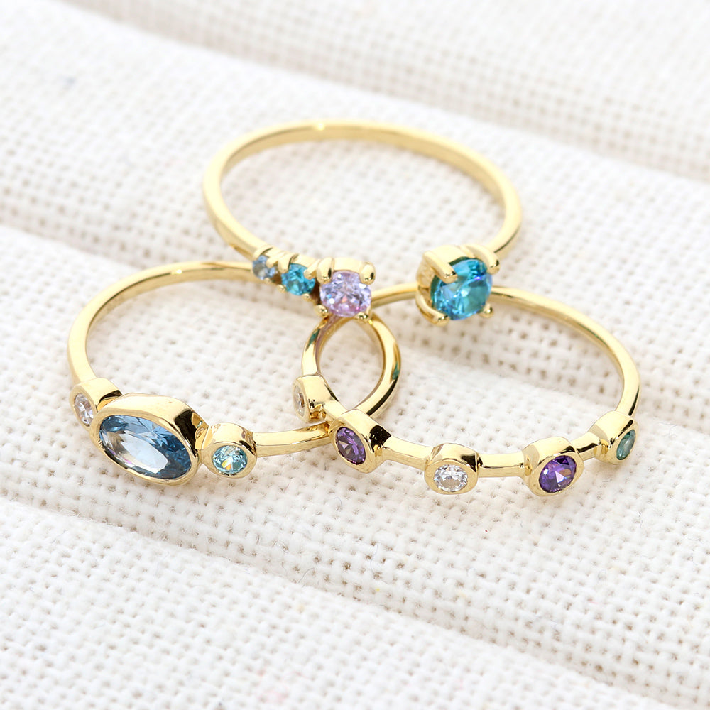 Bypass CZ Band in Gold Flashed Sterling Silver
