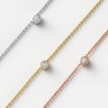 Alternate view of Solitaire Bezel CZ Necklace in Sterling Silver