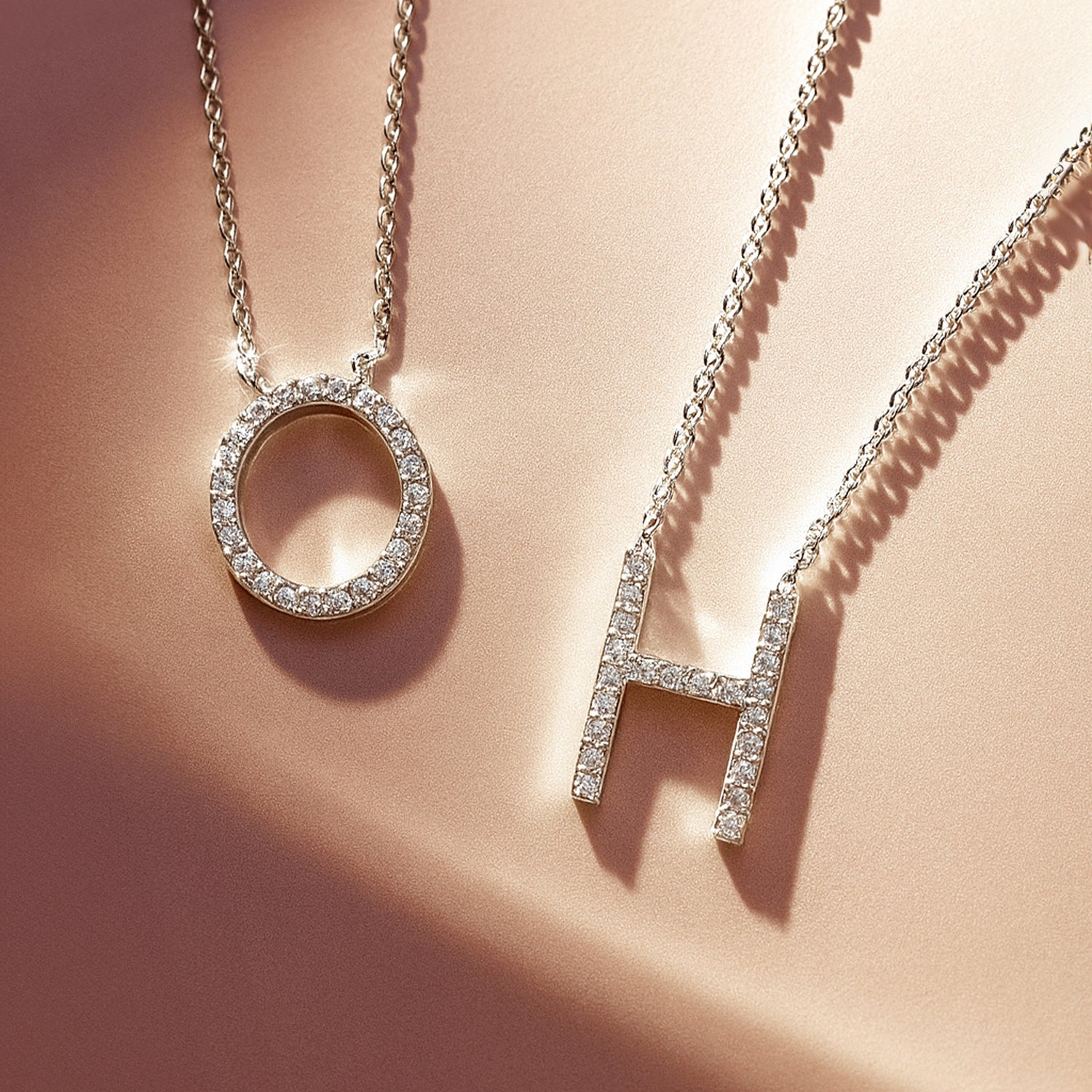 Initial Letter CZ Necklace in Sterling Silver, H