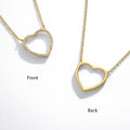Side view of Open Heart CZ Necklace in Sterling Silver, Yellow Gold Flashed
