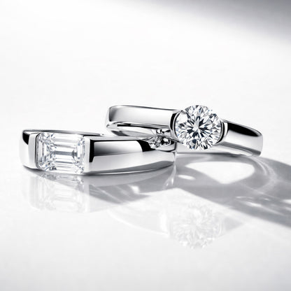 East-West Solitaire 1ct Bezel CZ Ring in Sterling Silver