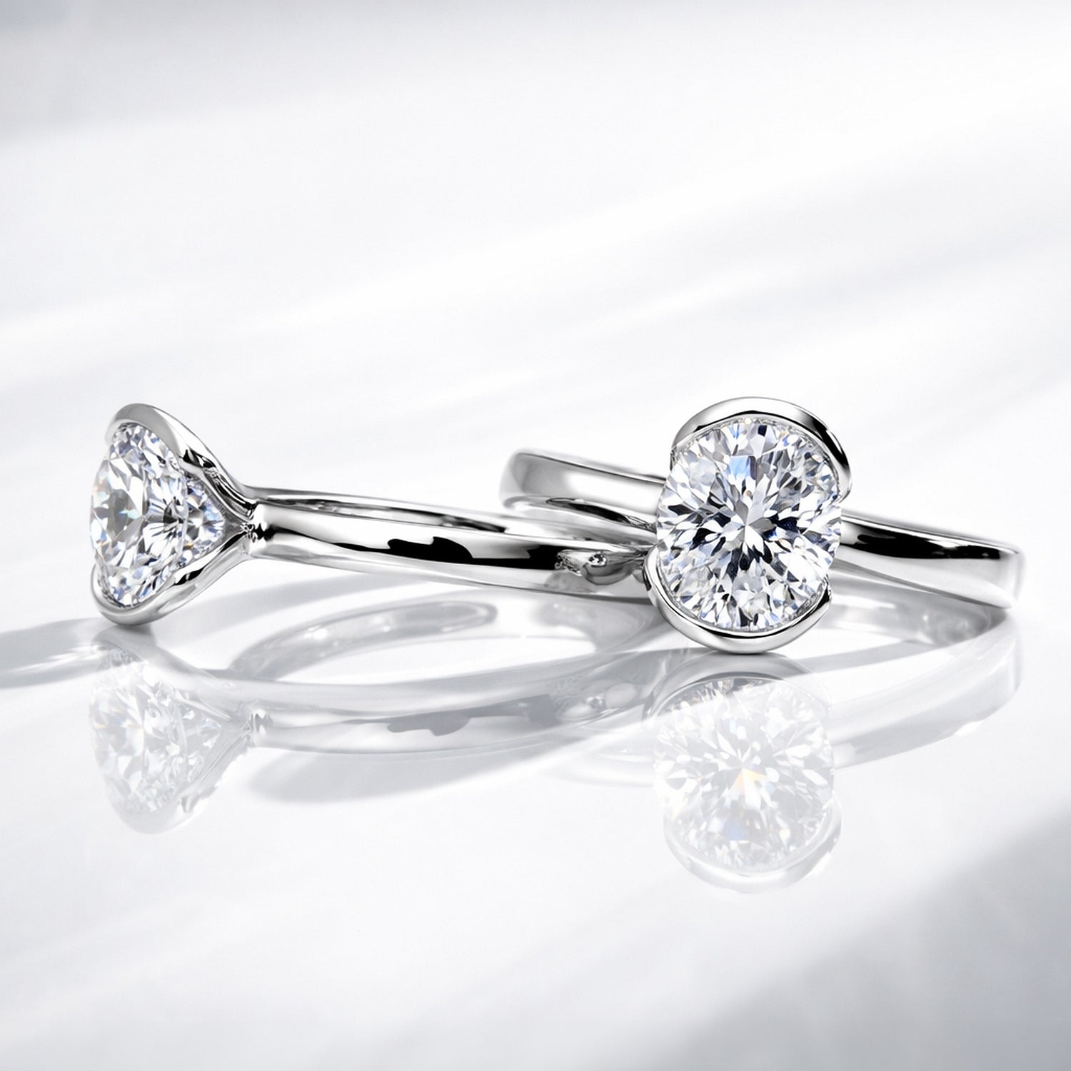 Solitaire 1.8ct Bezel Oval CZ Ring in Sterling Silver