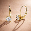 Solitaire CZ Leverback Earrings in Gold Flashed Sterling Silver, 5mm
