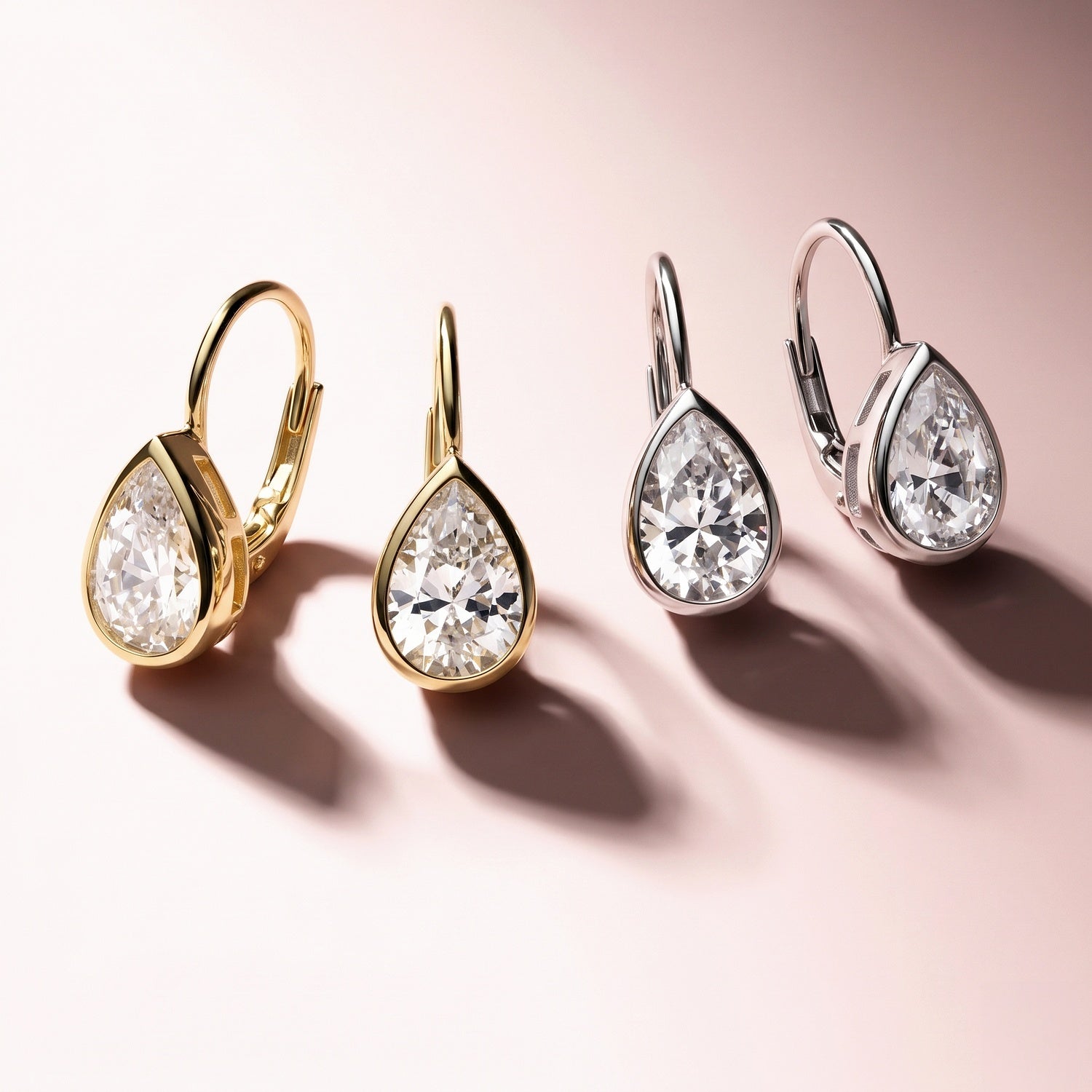 Solitaire 2.6ct Pear CZ Leverback Earrings in Sterling Silver